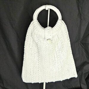 Crochet White Tote with White Pony Beads